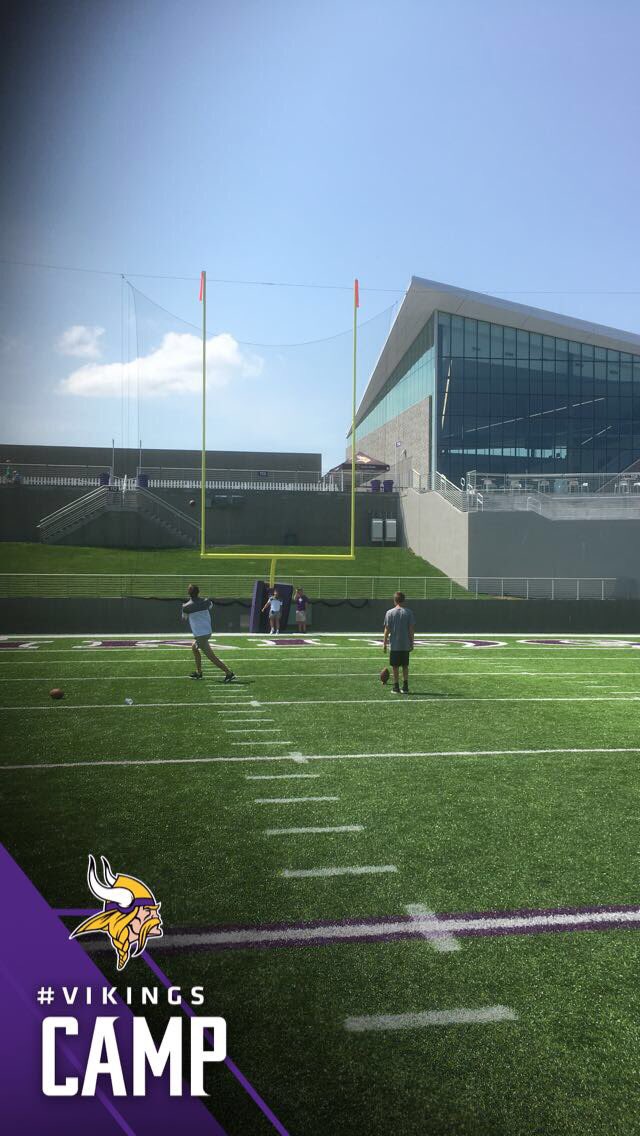 #VikingsCamp was exciting!  Bryson punts &amp; he misses!!