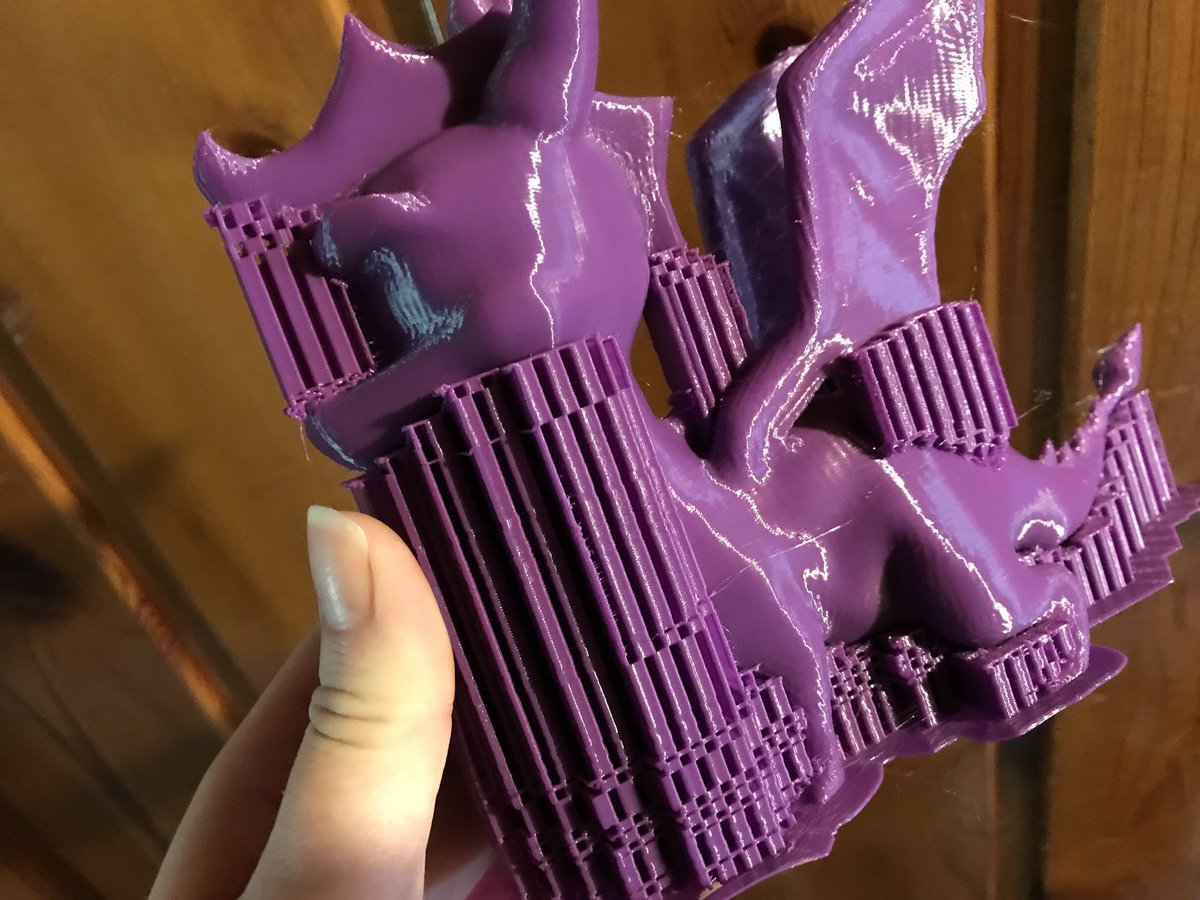 Printed a purple boy. Time for some cleanup! #3Dprinting #Spyro