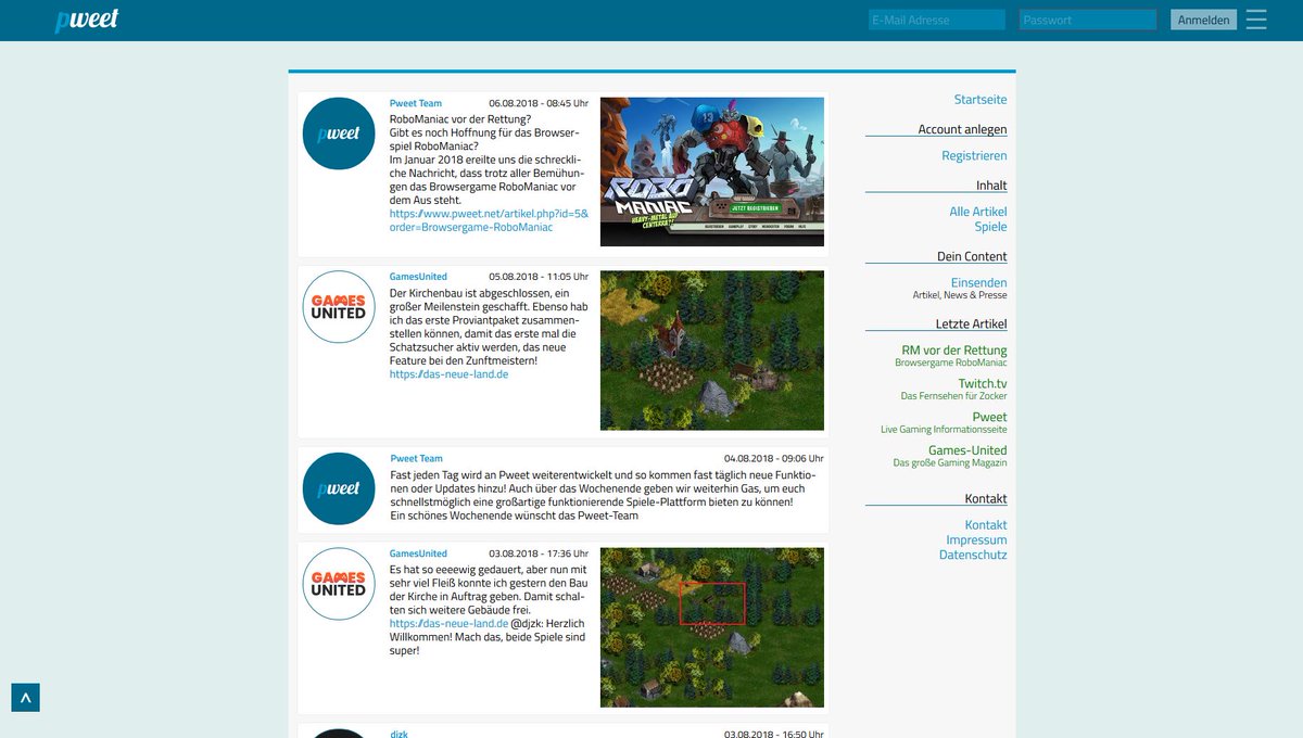 GamesUnitedDE's tweet photo. PWEET- die neue Gaming Kurzmitteilungsseite! Für alle Spieler, Entwickler, Grafiker und Streamer. Link= https://t.co/Z3r9KN0Bqu #Browsergames #GermanMediaRT #Gaming #Streaming @BamtaN_live #Game #Games #indiegames #Gamescom2018 #twich #youtube #play #OnlineGaming #videogames https://t.co/I2Ldn1DDBU