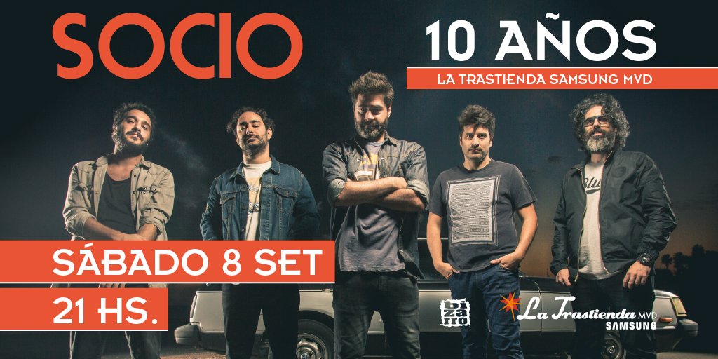 Amigos buenas noticias!
Tenemos fecha de festejo por nuestros 10 años y queremos que nos acompañen.
8 de Setiembre en la Trastienda Samsung MVD 21:00hs
Entradas en venta por RED UTS, Red Pagos, Tienda Inglesa y Boletería de La Trastienda
Beneficios con Club El Pais, BROU y C.Sam.