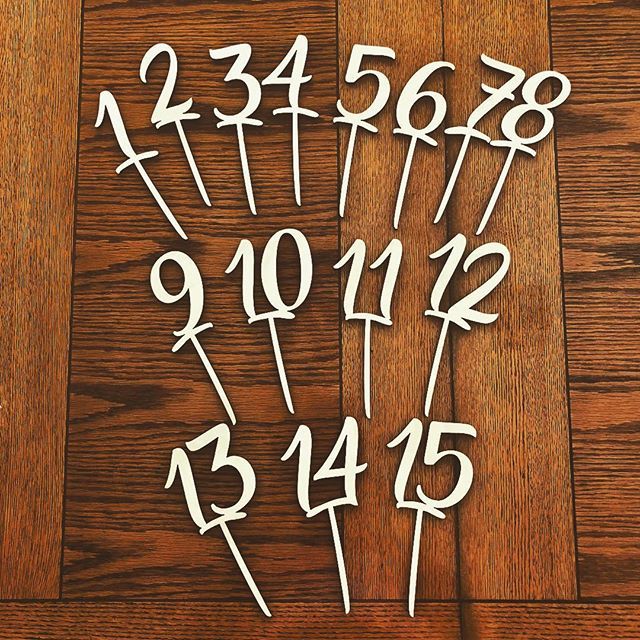 Wedding table # created to match the font style of the cake topper for a client!  Laser cut to precision for flower centerpiece.  #weddingtablenumbers #weddingtabledecors #bridestobe2018 ift.tt/2vlc7OS