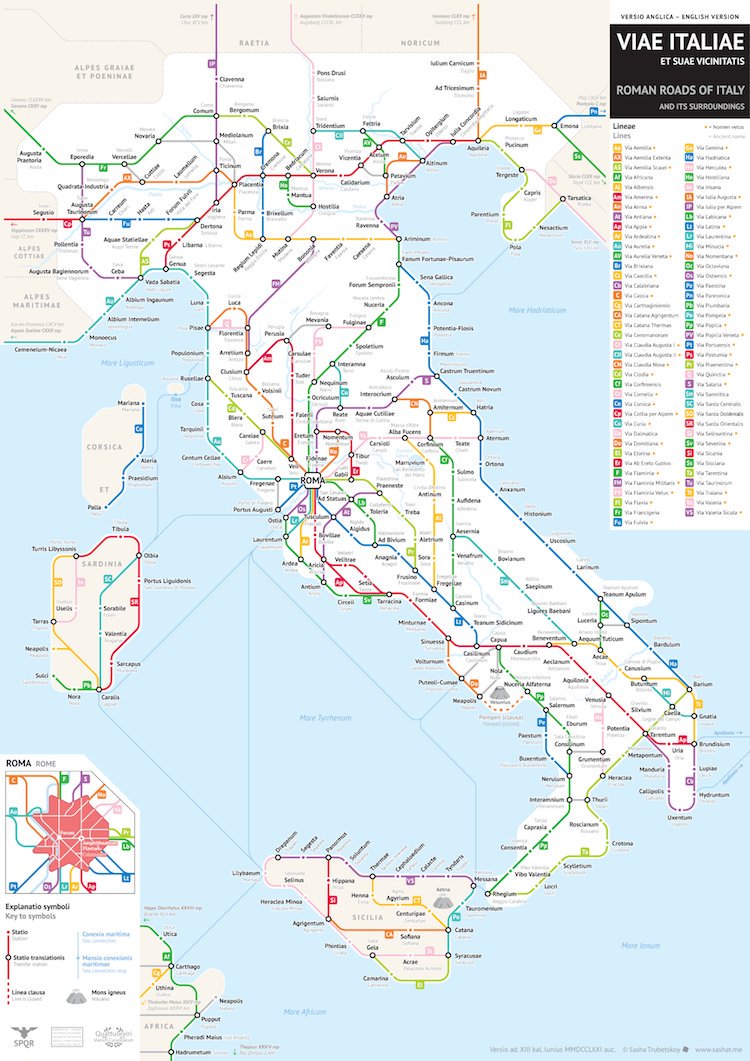 Spica ローマの道を地下鉄路線図化 T Co e8gylddx