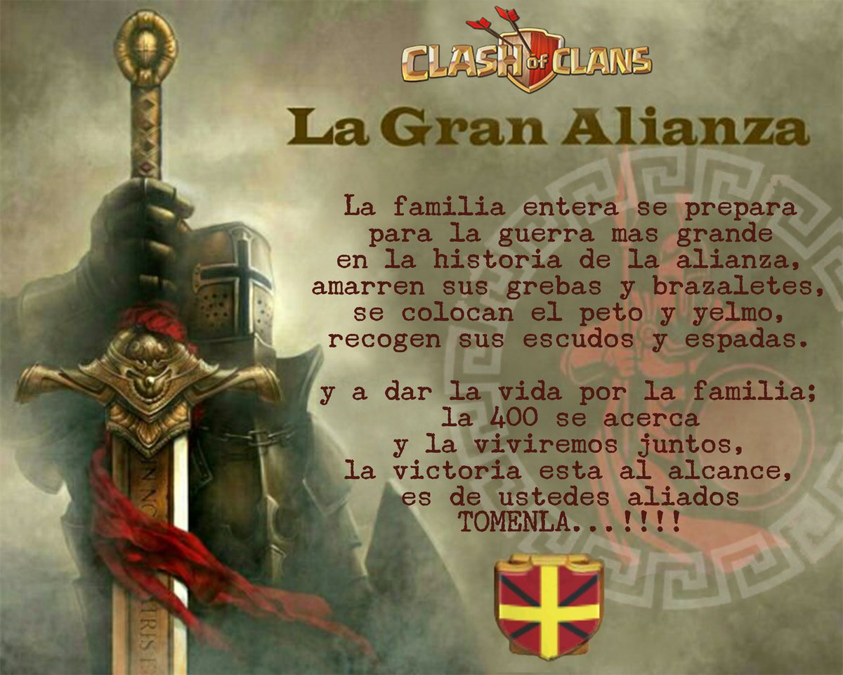 LaGranAlianzaC's tweet photo. Mañana buscaremos en la familia llegar a nuestra anhelada guerra 400, Vamos con todo!!! @JoeMcDonaldsCoC @KiraShinigami17 @lesmavr @guillenlp28YT @shioNwu https://t.co/wiFtoqoE5j