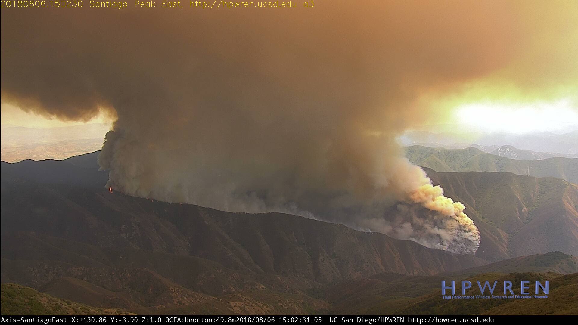 OC Fire Watch on Twitter "HolyFire as seen from Santiago Peak on