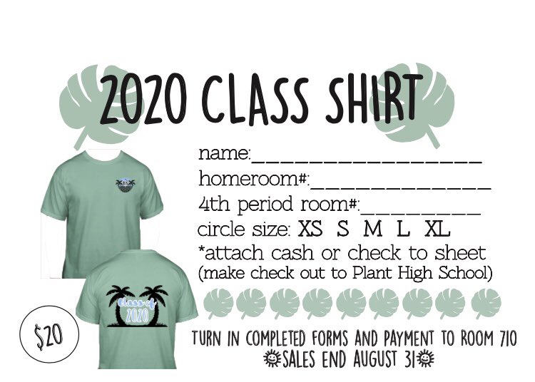 CLASS TSHIRTS GO ON SALE TMR! Money is due August 31 (Pick up your order form in homeroom tmr!)