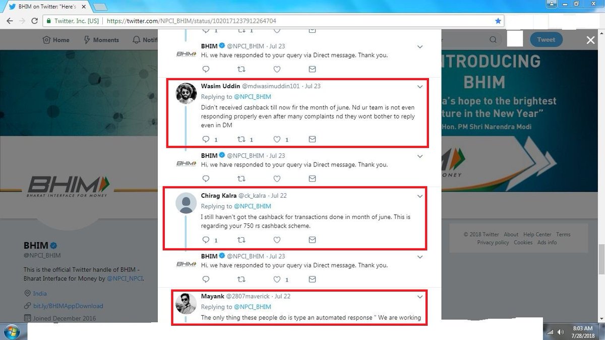 customerseva's tweet photo. @UfterYou @NPCI_BHIM @NPCI_NPCI @rsprasad @OfficeOfRSP @dilipasbe @narendramodi @_DigitalIndia @NITIAayog @RBI @timesofindia @ndtv @abpnewstv @the_hindu @IndiaToday @htTweets @nixxin @BJP4India @GoI_MeitY @IndianExpress @PIB_India @airnewsalerts @ANI @PTI_News @FinancialXpress @DeccanChronicle @ReutersIndia @DeccanHerald @EconomicTimes @HuffPostIndia @TheDailyPioneer @sardesairajdeep @BDUTT @virsanghvi @rahulkanwal @sagarikaghose @vikramchandra @sudhirchaudhary @ShekharGupta @PritishNandy @anjanaomkashyap @amitabhk87 @brijeshkalappa @LogicalIndians @bharatnayak34 @abmazumdaar @PMOIndia @SaurabhKumar1 @AihikSur How can NPCI cheat so many users without crediting the promised June month BHIM app cashbacks?NPCI is not even timely replying to the emails of the users.For whom is NPCI actually working for? #BHIMfraud #BHIMscam #Cashbackfraud #NPCIfraud #BHIMCashbackfraud #BHIMscamexposed https://t.co/RgwCfquOwO