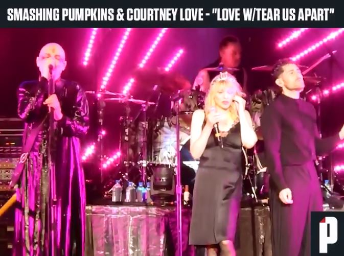 poster90s's tweet photo. ¡Una postal para el resto de la vida! Billy Corgan, Courtney Love y el ex bajista de Joy Division y New Order, Peter Hook, mandándose esta increíble versión en vivo para 'Love Will Tear Us Apart' hace muy pocos días https://t.co/frgl6e2ueo https://t.co/eDxPXvaeEe