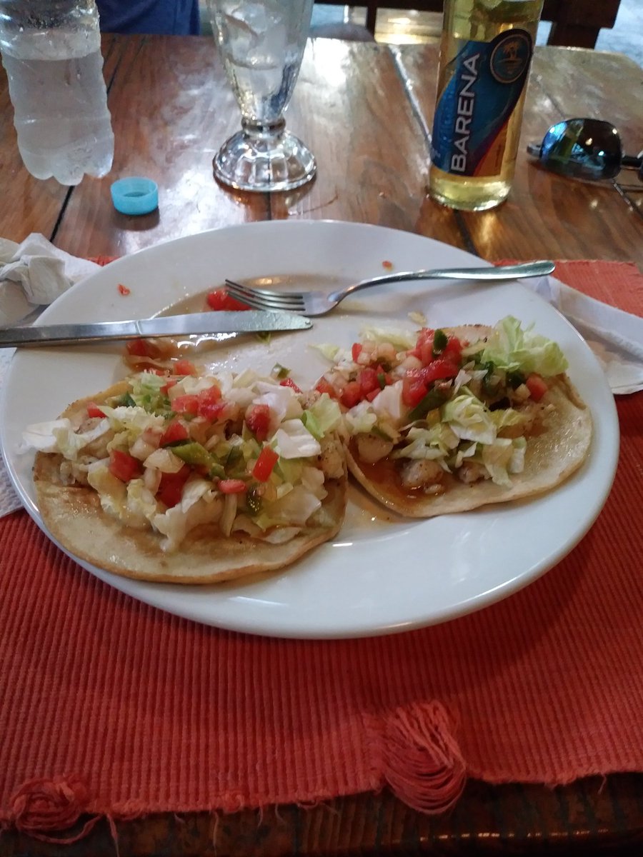 AzJ14e's tweet image. Best fish tacos ever, #cannibalcafe #roatan