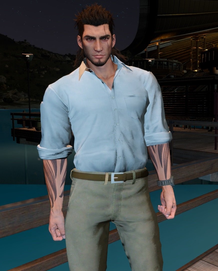 Glorious_Gladio's tweet photo. I've dressed Gladio for a relaxed beach date! Who wouldn't want to have a romantic seaside dinner with him? DL it here: https://t.co/sSiYUfKjDU #FF15 #FF15MOD #FF15WINDOWSEDITION #FFXVMODWATCH https://t.co/vtIpKe6x4F