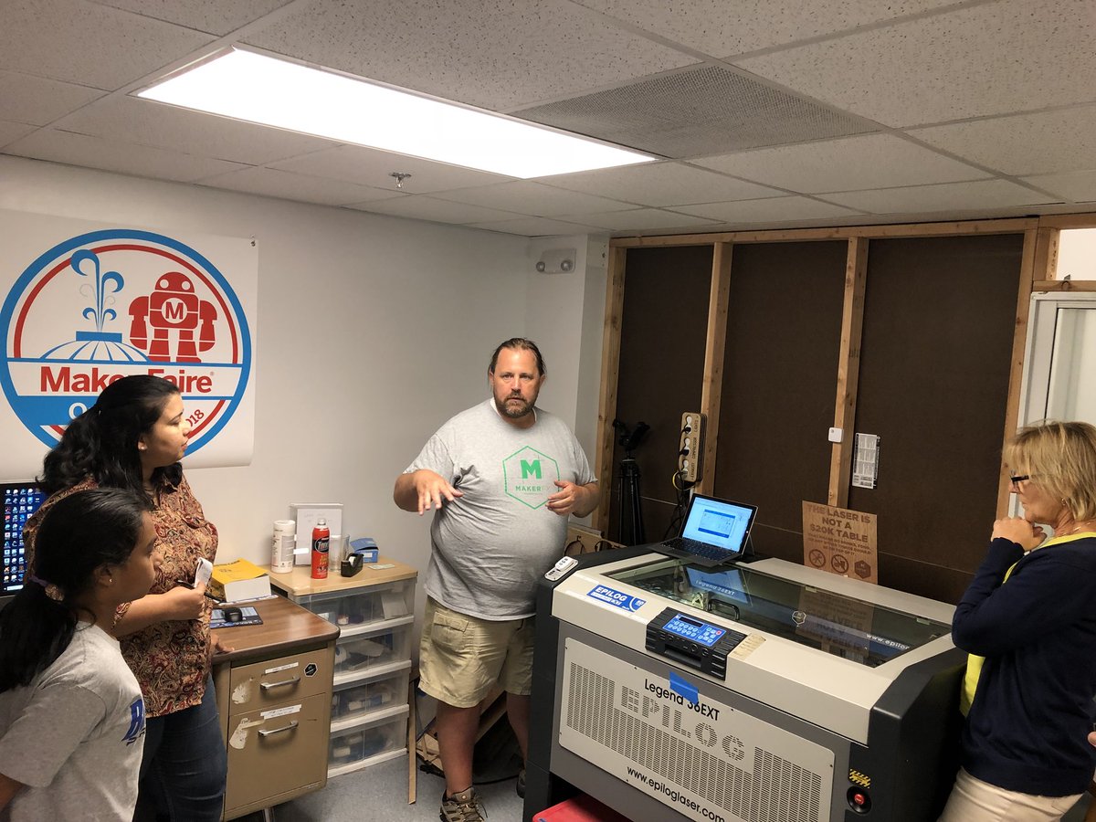 professorjosh's tweet photo. Learning more about using the @EpilogLaser at @makerfx tonight - What should I make first? #makerfx #makerspace https://t.co/tGjHBuy2yU