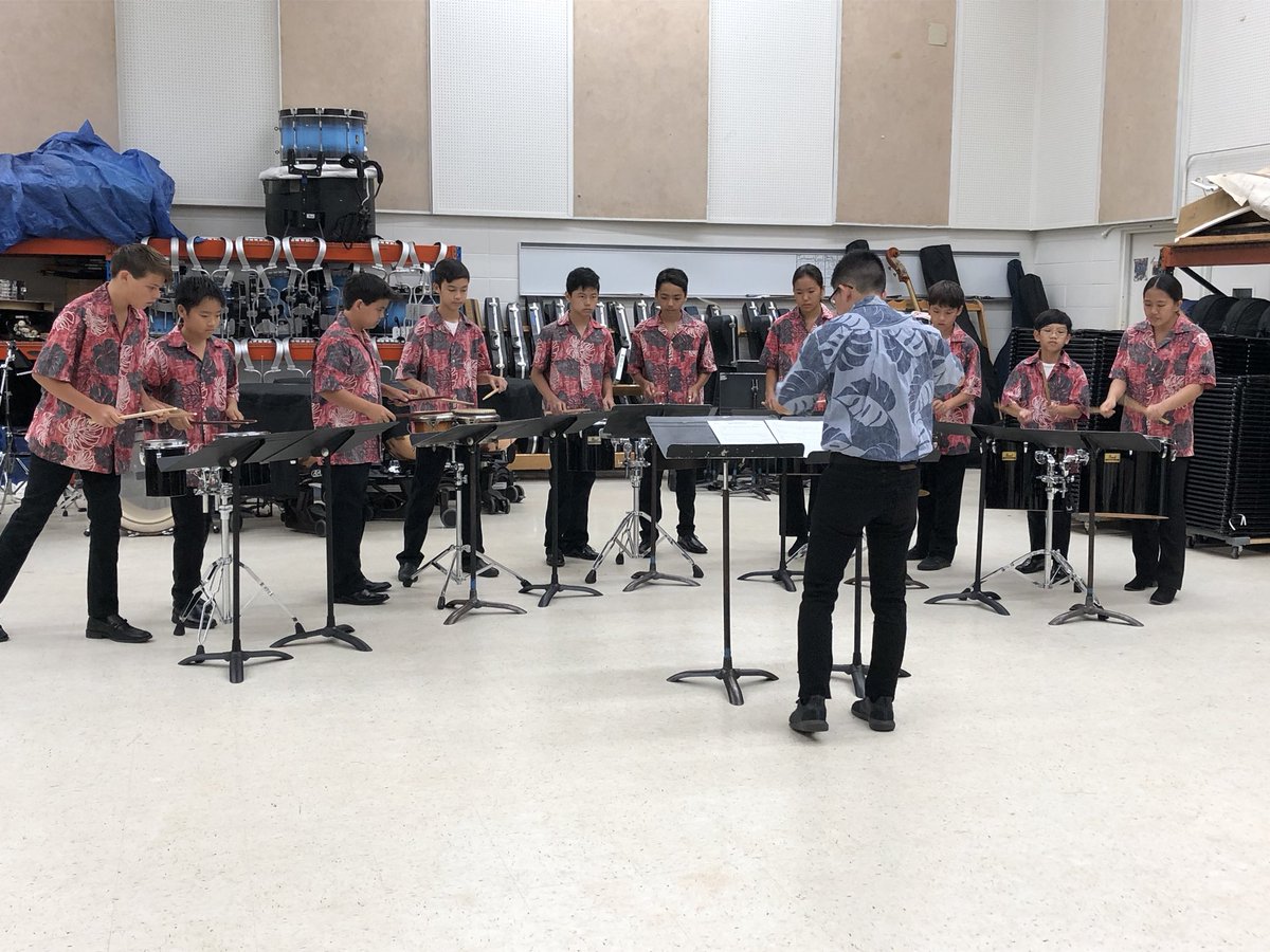 DerrickTsuruda's tweet photo. Zach Morita &amp; students from the percussion ensemble representing @NVMSLancers at Kaiser High School.  Great news segment! #inspirepassion #makeyourmark #bettertogether https://t.co/OUhxtUMXZX