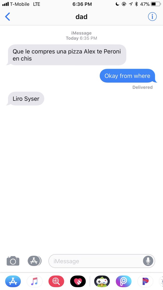 __evyvg's tweet photo. My dad told me to get my brother a pizza from “liro syser” https://t.co/PSMRflpub9