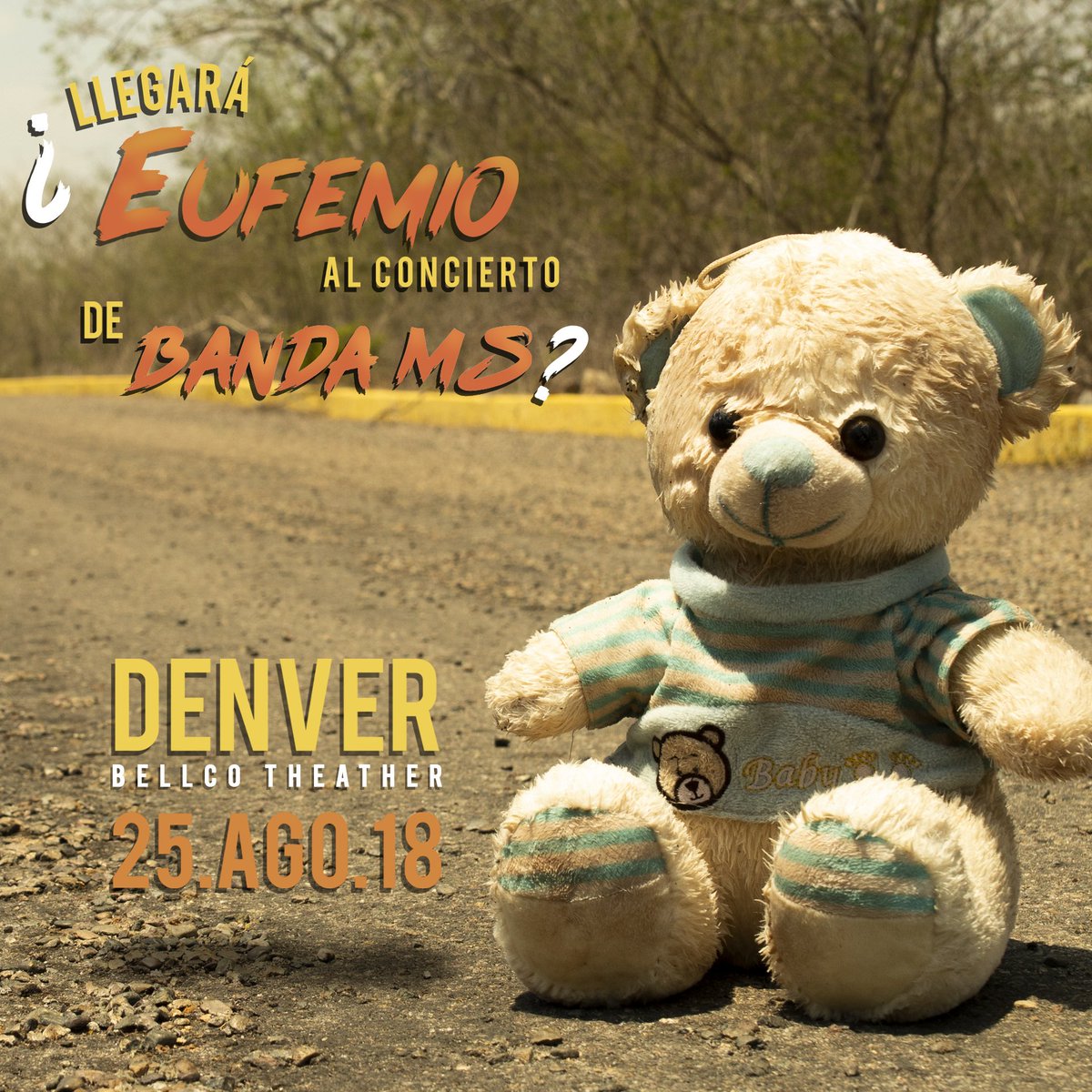 LizosMusic's tweet photo. Nuestro amigo #Eufemio quiere llegar al concierto de @BANDA_MS en #Denver este 25 de Agosto 🧸 No sabemos si lo logrará pero sabemos que no será fácil 😫 TRIVIA ¿De quién creen que sea el osito? 🤔 #BandaMS #TourConTodasLasFuerzas https://t.co/aQ4jdH8MfE