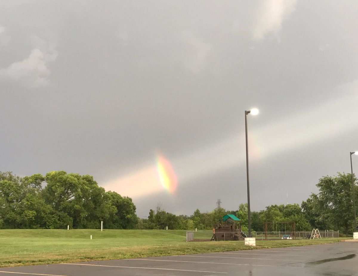 TylerSebreezy's tweet image. One hole in the storm clouds led to a beautiful piece of a rainbow over Mishawaka! #INwx