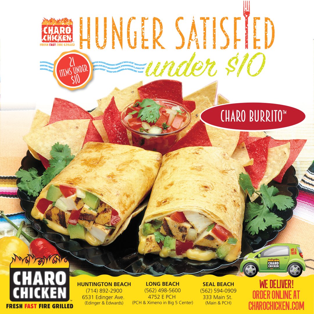 CharoChicken's tweet photo. Running late? Don’t hesitate...Real Recipes, Real Food, Really Delicious...Charo Chicken.
#huntingtonbeach #sealbeach #longbeach #greatlocalfood #lemongarlicchicken #charoburrito https://t.co/fHRFflEK5I