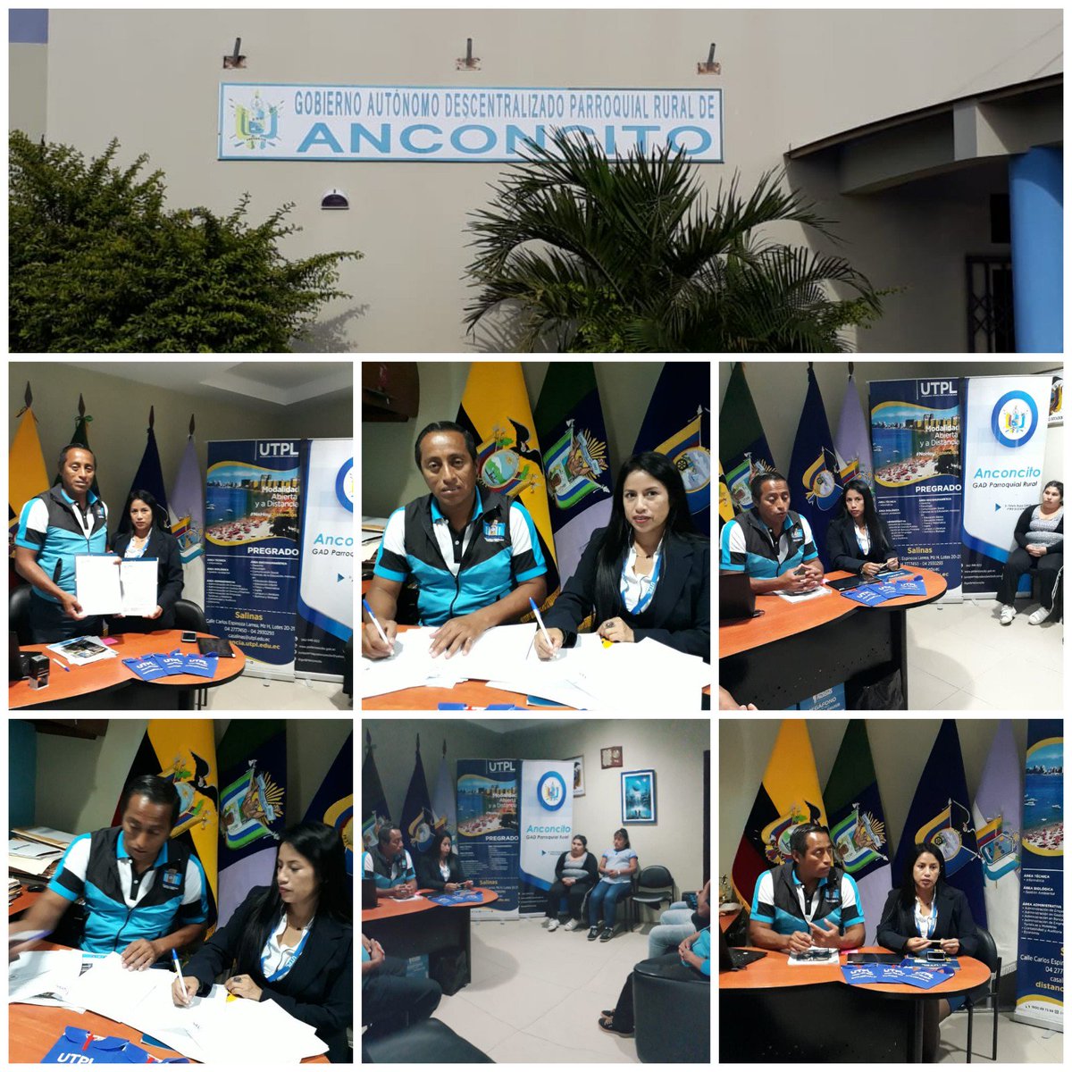 YadiraPrudente's tweet photo. Firma de convenio con Sr. Edwin Rojas presidente de #GadParroquialAnconcito y #UtplSalinas #PreGrado #18Carreras #ModalidadDistancia #CursosMoocs @Infanconcito @puertoanconcito https://t.co/2IrMutcfKn
