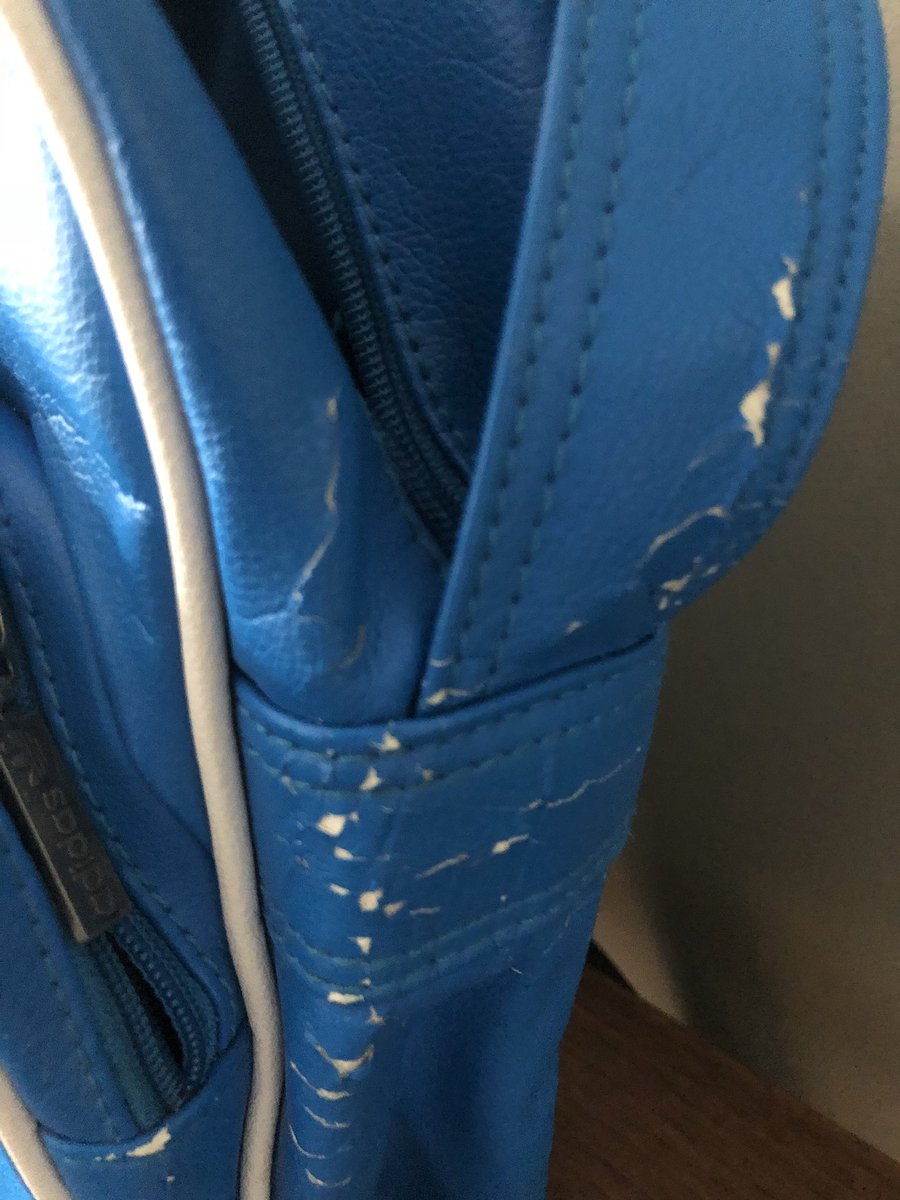 MarioJohnV's tweet photo. @adidasoriginals I got this bag a couple of years ago but never used it. I took it out today and in no time it started autodestroying itself! 🙄 https://t.co/ri27cJt9d7