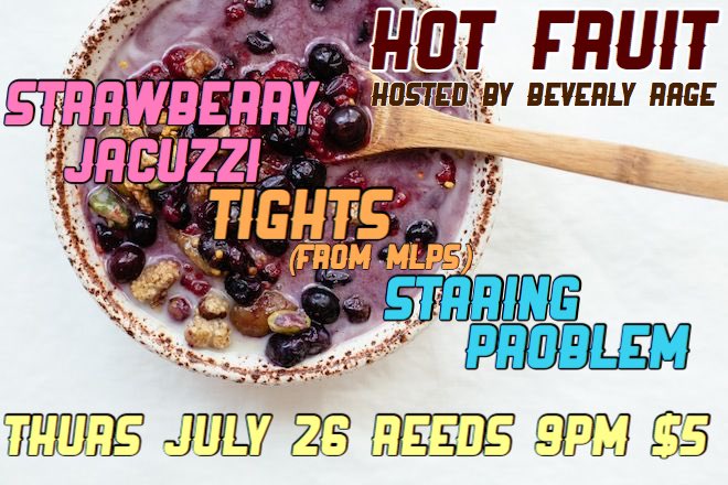 RachelAnneWill's tweet photo. RT @BeverlyRage: #HotFruit hosted by ME is tomorrow at @Reedslocal with @StrawberryJacuz #StaringProblem and #Tights from Minneapolis! #poppunk #chicago #chicagomusic https://t.co/d2rgfCH1mJ