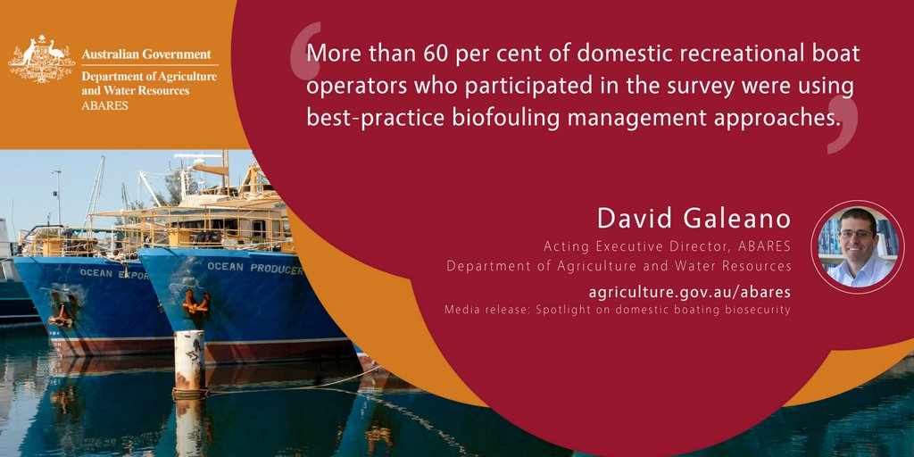 ABARES's tweet image. #ABARES MEDIA RELEASE: Spotlight on domestic boating biosecurity #biosecuritymatters | Read more: bit.ly/2LB35X5