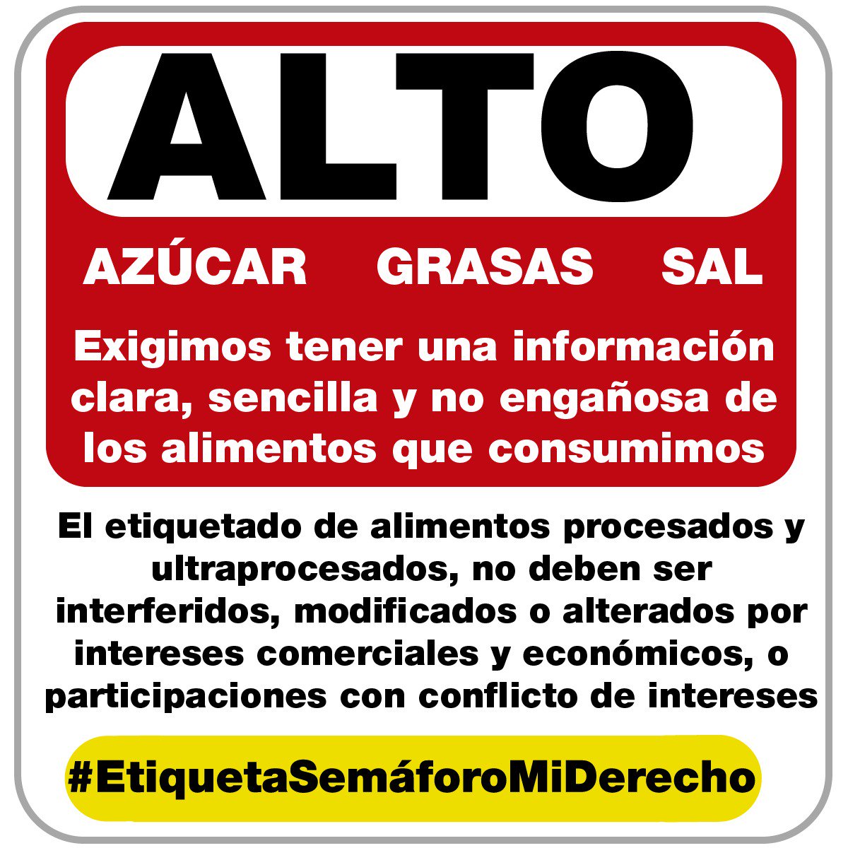 condirco's tweet photo. Exigimos una información clara, sencilla y no engañosa de los alimentos que consumimos #EtiquetaSemáforoMiDerecho @drwilliamgarzon @LoroHomero @GabrielaEsPais @majo_carrion @AniMeGalarza @PHenriquezElOro @ManuelOchoaM_ @spalacios_23 @AngelSinmaleza @PolyUgarteG @CarlosVeraEc https://t.co/38jLjn48Le