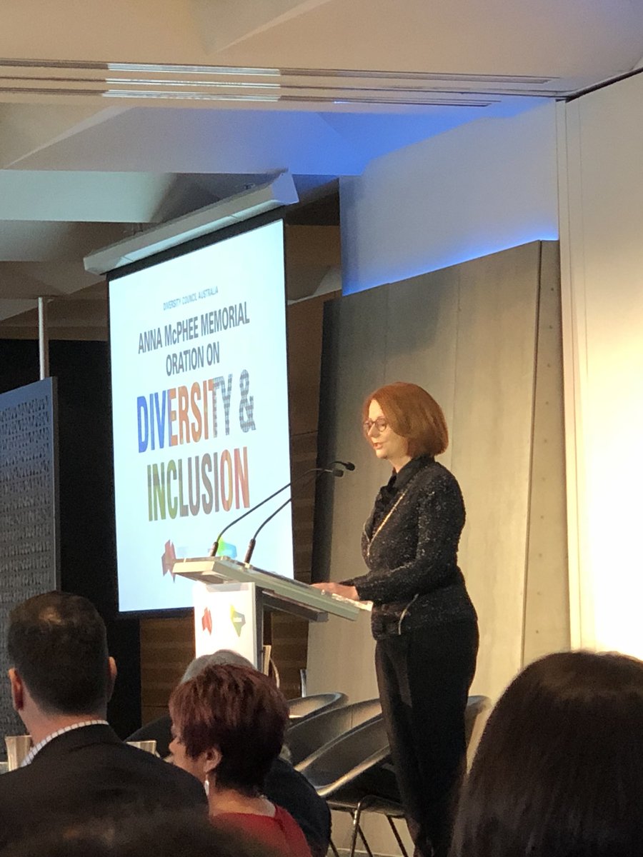 _Stella_McLean's tweet photo. Powerful words by the awesome @JuliaGillard on #mentallyhealthyworkplaces the benefits of #diverseworkplaces and reducing the #stigma and #cultureoffear #stopthinkrespect #DCAOration #headsup #beyondblue https://t.co/dChvTEBDwA