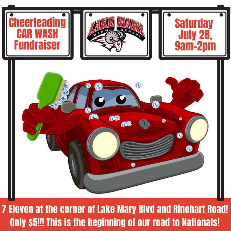 Come support ur local cheerleaders as we start our road to Nationals!!  This Saturday, the 7/11 at the corner of LM Blvd and Rinhart Rd from 9-2!! Who knew cheerleaders would be so good at washing cars?? Bring your car and visit!!