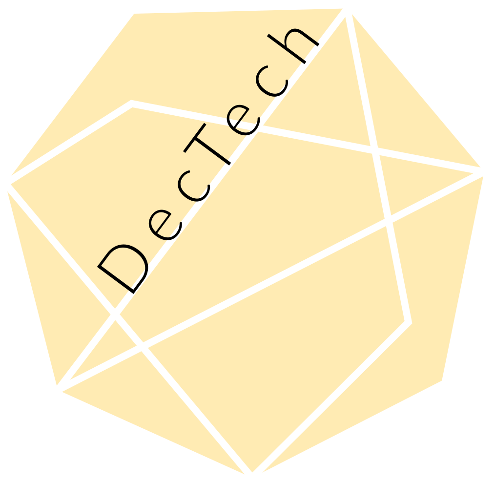 martinkrafft's tweet photo. I am going to join the cool kids and coin a spiffy name for the line of work I'm in:

#DecTech is decentralizing tech, i.e. technology that enables decentralized processes, flows, and interactions.

You're welcome.

PS: please submit a better logo https://t.co/VF5nr0UnVW