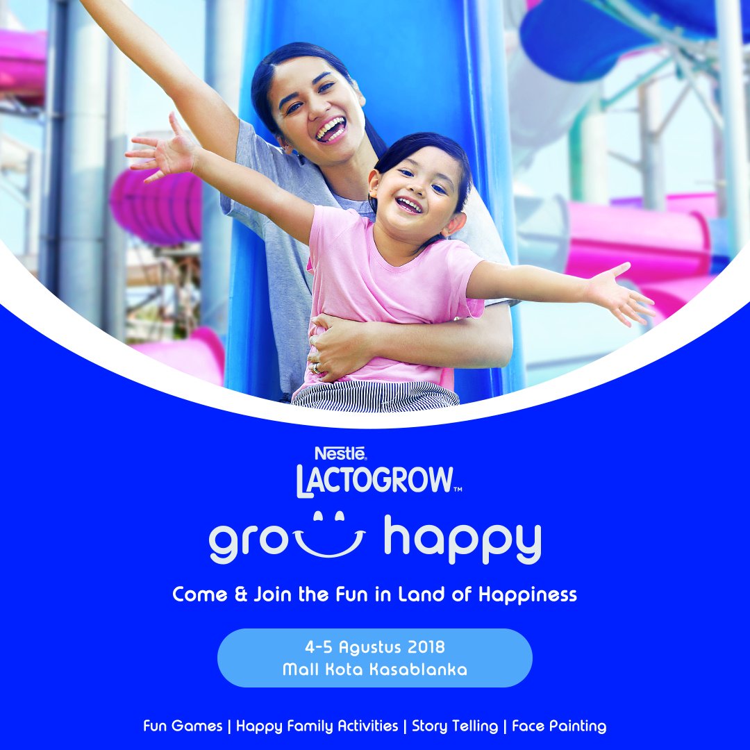 kis951fm's tweet photo. LACTOGROW GROW HAPPY Hadir di Jakarta 4 β 5 Agustus 2018, Main Atrium Kota Kasablanka.
Yuk ajak si kecil ke LACTOGROW GROW HAPPY!!!
Nikmati berbagai macam permainan seru yang dapat menceriakan hari bersama keluarga!
#Lactogrow #GrowHappy #Jakarta https://t.co/2qZgwzkkwT