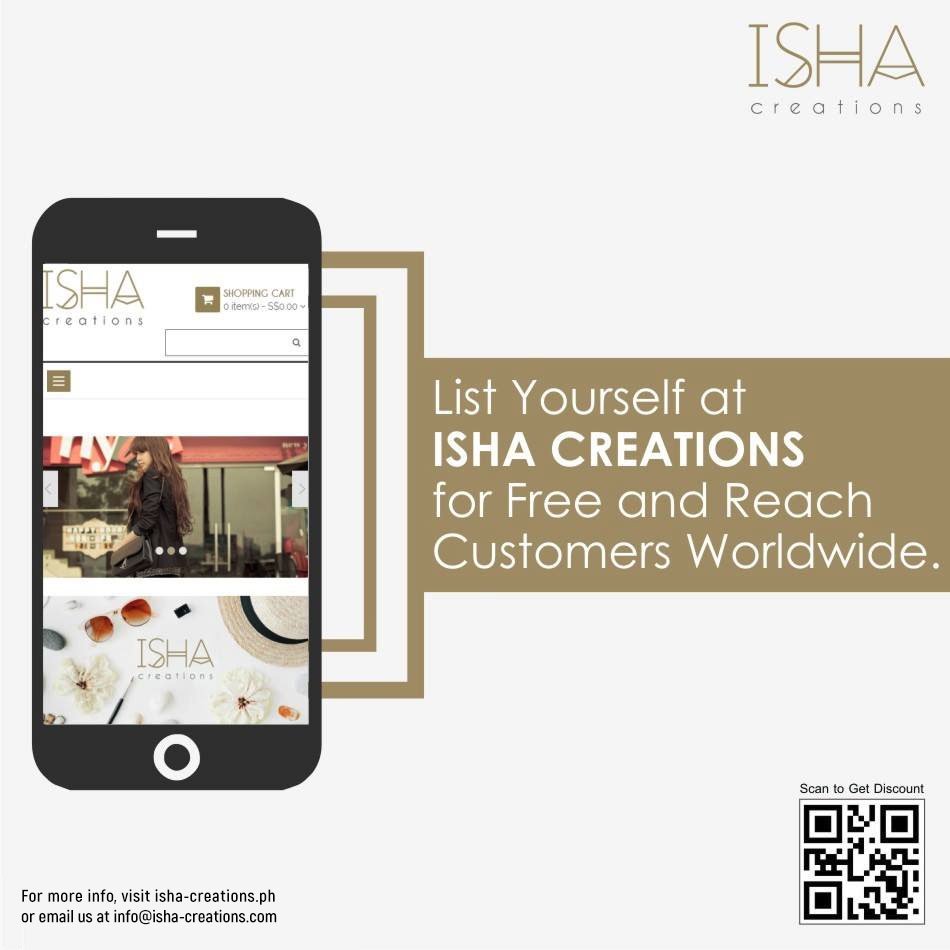 List Yourself at ISHA CREATIONS 
for Free and Reach Customers Worldwide.
For more info, visit isha-creations.ph
or email us at info@isha-creations.com
#onlineshoppinginphilippines #fashiongirl #highfashion #ishacreations #fashiondaily #streetfashion #branded #jewelryaddict