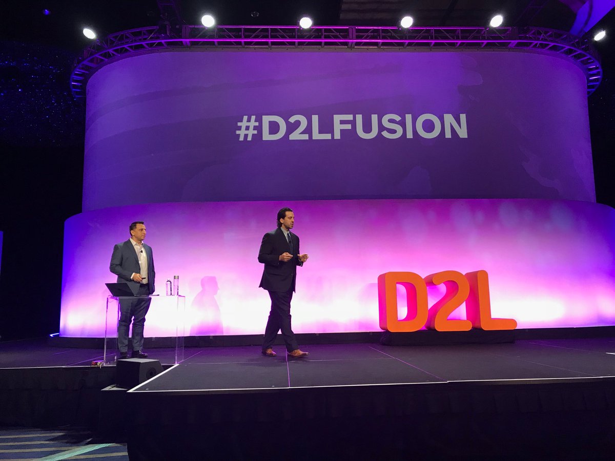 JohnBakerD2L's tweet photo. Thank you ⁦@gcouros⁩ ⁦@courosa⁩ for a truly inspiring keynote and sharing your personal stories — look forward to more conversations tomorrow #D2LFusion #StandingOvation https://t.co/Zj7PyX7ufD