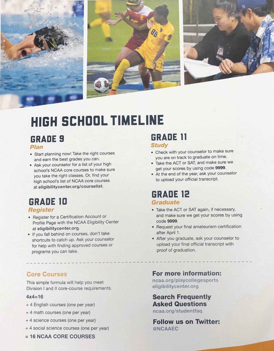 TaycoBulldogs's tweet photo. Everything you need to know to be @NCAA eligible. Know what courses to take and know the difference between GPA and Core GPA!!!
#COREGPA #4x4Plan #bestEffort https://t.co/QD1DKsNzHz