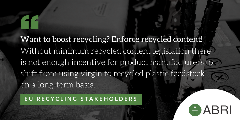 Recycling stakeholders have formed a united front to demand EU law to include recycled content targets, which they believe will significantly enhance recycling success for all member states. buff.ly/2LCMGOG #Batteries #stewardship