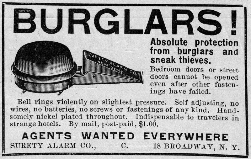 An ad for the wire-free #burglar #alarm in a 1906 issue of “Literary Digest'. 
What more could you ask for just $1?
#VintageThursday #Vintage #ProtectYourHome #ProtectYourProperty #IntrusionAlarm #IntrusionAlarmSystem #BurglarAlarm #History #maccorpersdoitbest