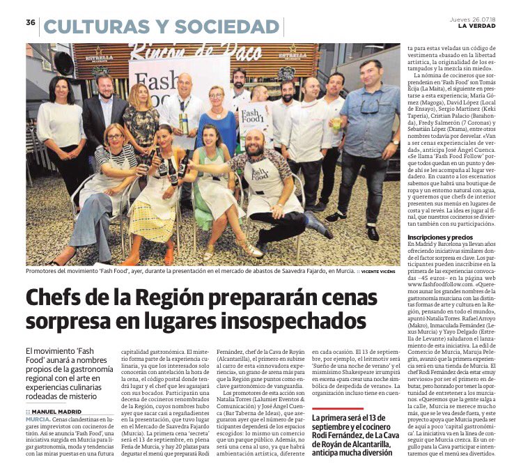 yayodelgado's tweet photo. 🍽 #FashFood en prensa. Gastronomía de ideas y diversión en la Región de Murcia! @fashfoodfollow #fff @estrellalevante ⭐️🍻 https://t.co/fXkjkAm9nD