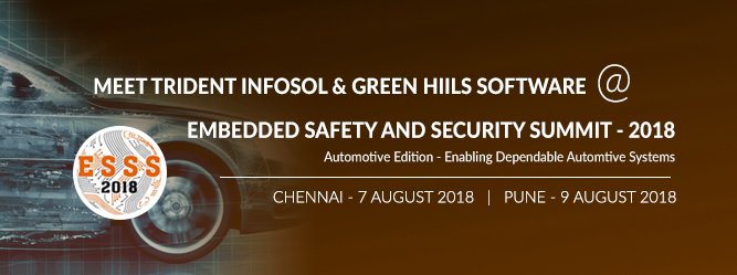 tridentinfosol's tweet photo. Meet Trident Infosol &amp; Green Hills Software experts at #ESSS2018- #automotive #aerospace #defense #INTEGRITYRTOS #Multi https://t.co/6jbdPAk4Ta https://t.co/LPSXaSjmb5