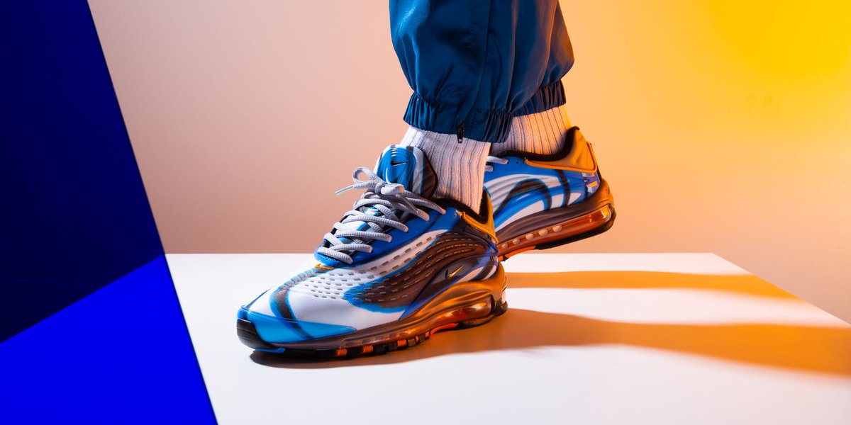 nike air max deluxe blue grey orange & black