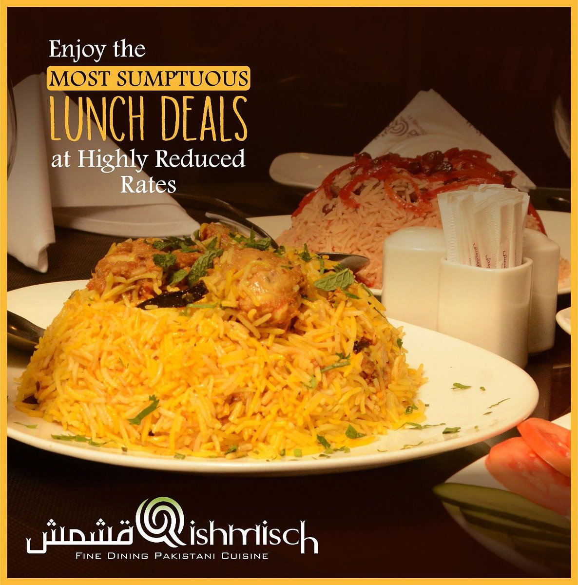 qishmisch's tweet photo. Enjoy the most sumptuous
LUNCH DEALS
at highly reduced rates.

For Reservation
0300 8553555, 0333 1904050

#lunch #sumptuous #deals #sumptuousmeal #qishmisch #desi #traditional #pakistani #cuisine #f7 #islamabad https://t.co/7f6yzGNA4L
