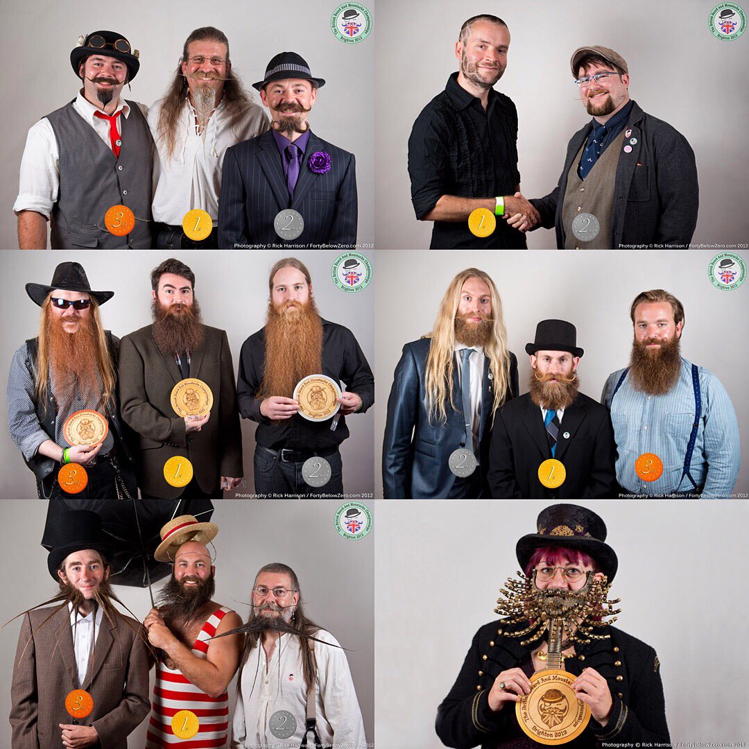 tbbclub's tweet photo. #ThrowbackThursday to September 15th 2012
The faces of the Winners of the 1st British Beard &amp; Moustache Championships in Brighton #tbt #thebritishbeardclub #TBBClub #beards #moustaches #HandlebarClub #fun #fundraising #tbbmc2018 Photos by Rick “Tricky” Harrison @sovietuk https://t.co/fhDVFzcUfc