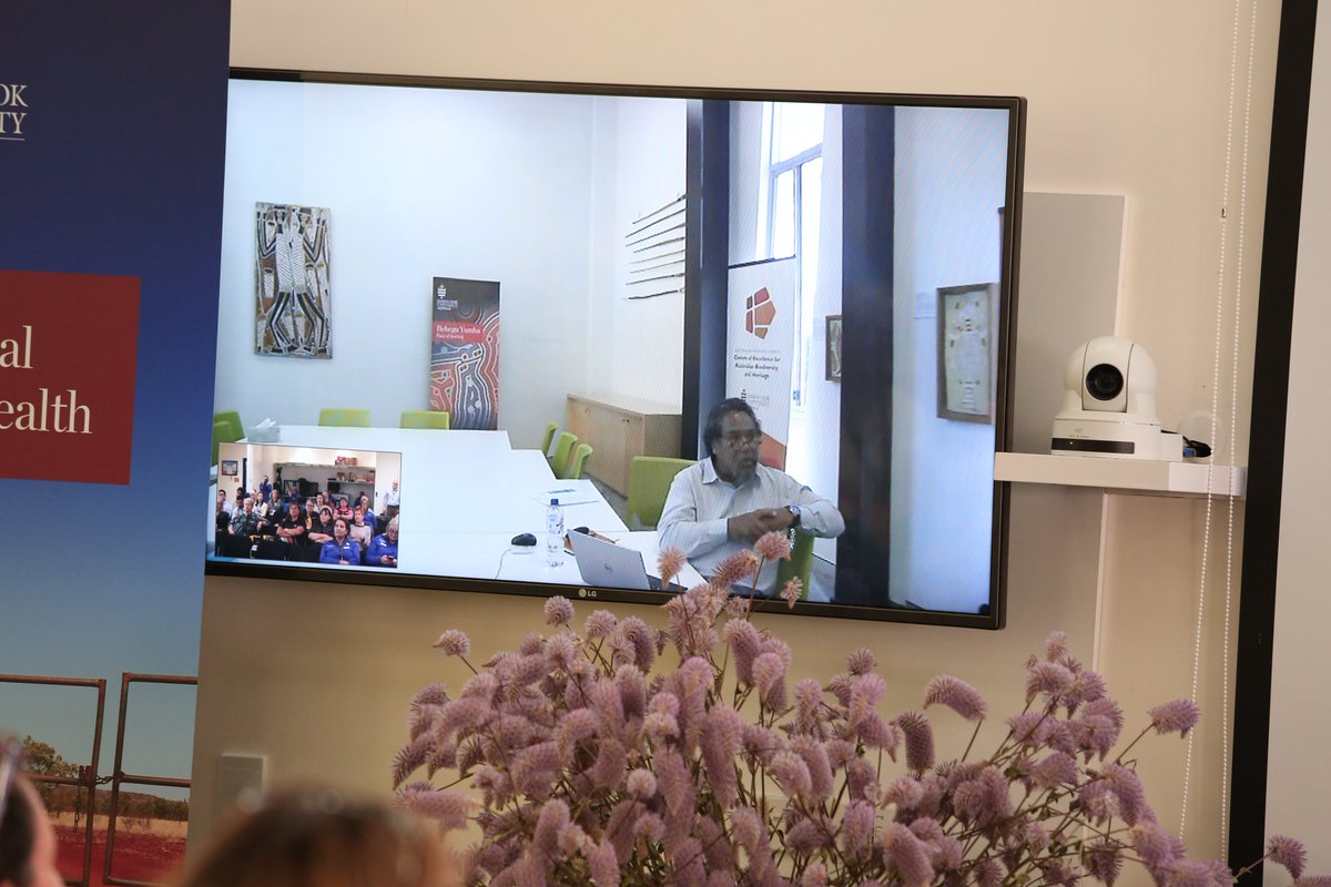 AYRI2018's tweet photo. PVC Indigenous Professor Martin Nakata presenting his strategy & rationale to #AYRI2018 via remote technology #RealisingRemotePossibilities @CRR_JCU @jcu https://t.co/HZXMuIH5PO