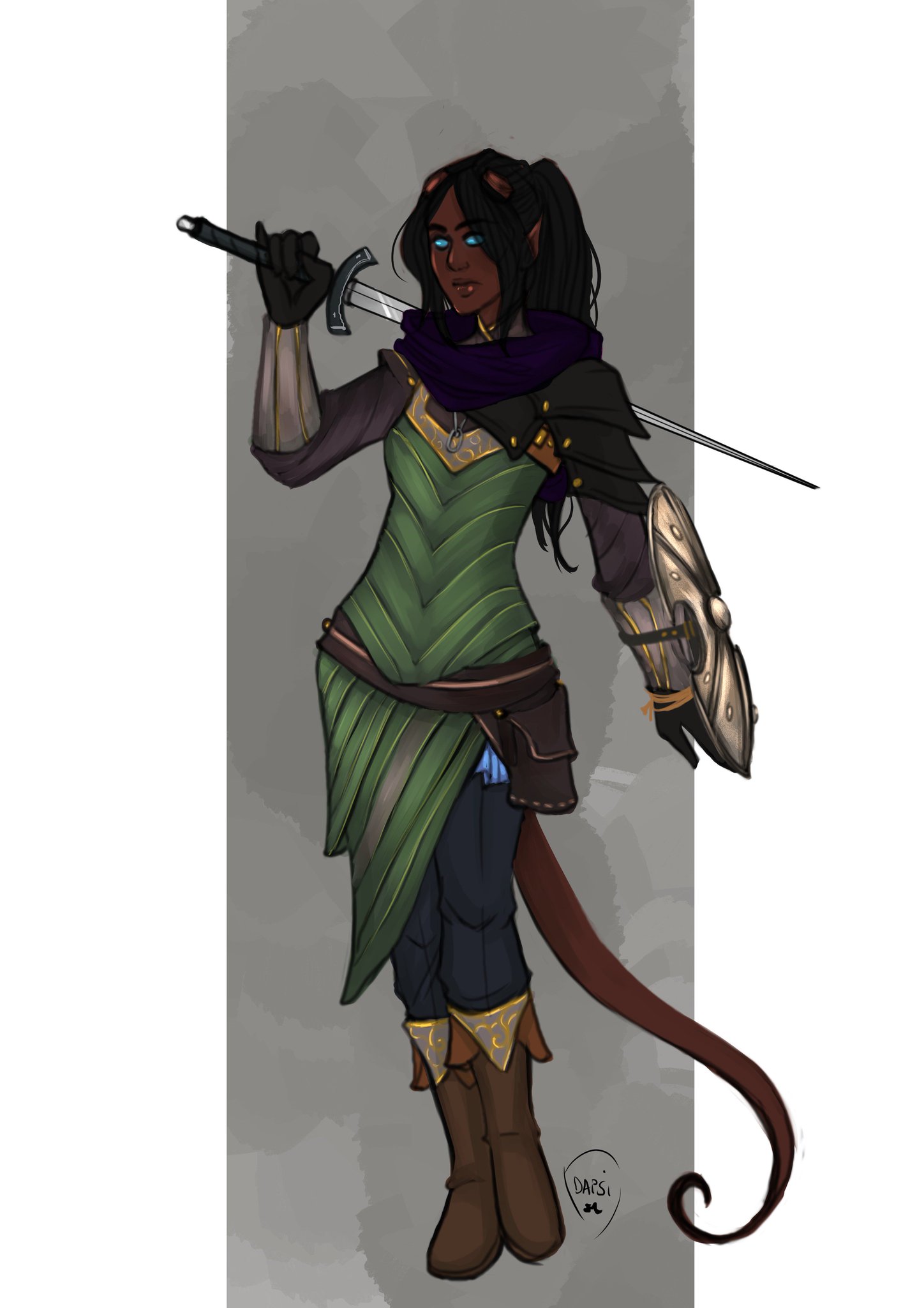 “commission time:the tabaxi rogue ,Turtle, belongs to @sarcozm ,while Tethi...