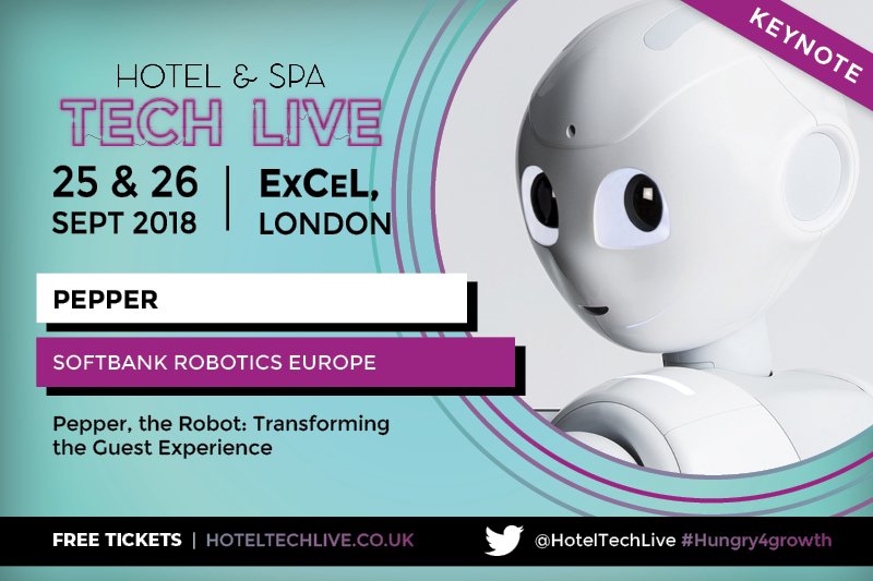 hotelresortexpo's tweet photo. The amazing @PepperTheRobot, from @SBREurope, will be speaking about how it is transforming guests #experiences! 😲 Surely you can't miss this seminar? Register for your FREE ticket at https://t.co/0k7DvvQZMx #Hungry4growth #robot #technology #hospitality https://t.co/nivJJ1tWPI