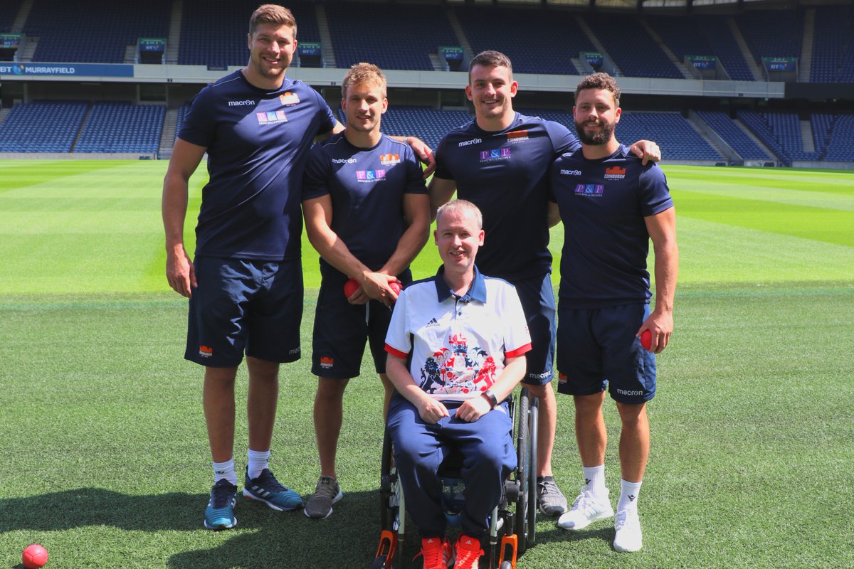 EdinburghRugby's tweet photo. A few of the squad tried their hand at the @SDS_sport #BocciaBucketChallenge this afternoon as Paralympic World Champion Stephen McGuire stopped by BT Murrayfield!

Stay tuned for the full feature coming your way tomorrow... 👀 https://t.co/3VvpkPMqpQ