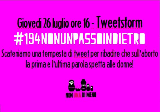 Nella città del ministro Fontana oggi si votano due mozioni contro l'aborto e la libertà di scelta delle donne. 
#26luglio dalle ore 16 ovunque siamo scateniamo una tempesta di tweet con l'hashtag #194nonunpassoindietro