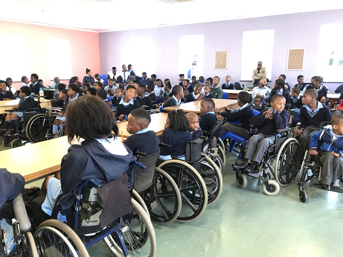 EFFSouthAfrica's tweet photo. The children at Vukuhambe School For Learners With A Challenge have gathered in the school ahead of CIC @Julius_S_Malema address to unveil the gifts for the EFF Legacy Project. https://t.co/Wk5e5lZED0