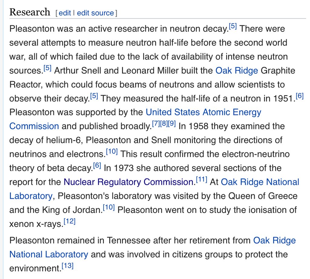 jesswade's tweet photo. 🇺🇸 Meet Frances Pleasonton, a physicist @ORNL who measured the half-life of the neutron in 1951. She didn’t have a PhD and contributed significantly to crystallography, particle physics and policy. New @Wikipedia page: https://t.co/nuahyJe8vS #womeninSTEM 💥 https://t.co/ANvxsk8TRa
