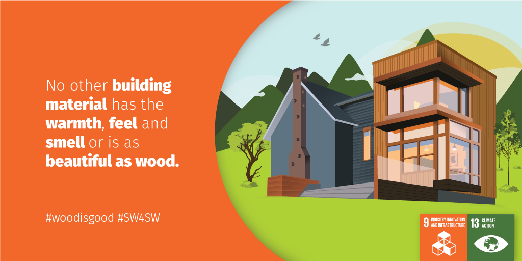 FAOForestry's tweet photo. No other building material has the warmth, feel and smell or is as beautiful as wood. #woodisgood #SW4SW #SDG9 #SDG13 #SDGs https://t.co/7AtJoHPmEW