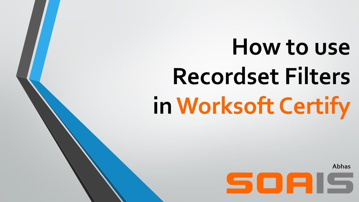 SOAISSolutions's tweet image. Having trouble using Recordset Filters in #WorksoftCertify?
Take a look at our Vlog buff.ly/2mHVKH7

@WorksoftInc #SOAIS #ThursdayThoughts