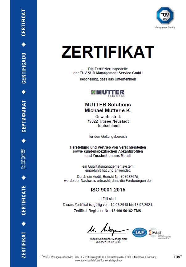 solutionsMutter's tweet image. Getest, geprüft, zertifiziert- MUTTER arbeitet offiziell nach DIN ISO 9001:2015. Wir sagen Danke!