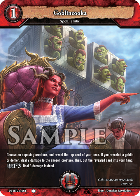 Dragoborne's tweet photo. #COTD #Dragoborne

Card Name: Goblinzooka 
Color: Red
Appears in: DB-BT04 [Surge of Titans]
Rarity: C
https://t.co/IJ1V51zULk https://t.co/42c9nejAcr