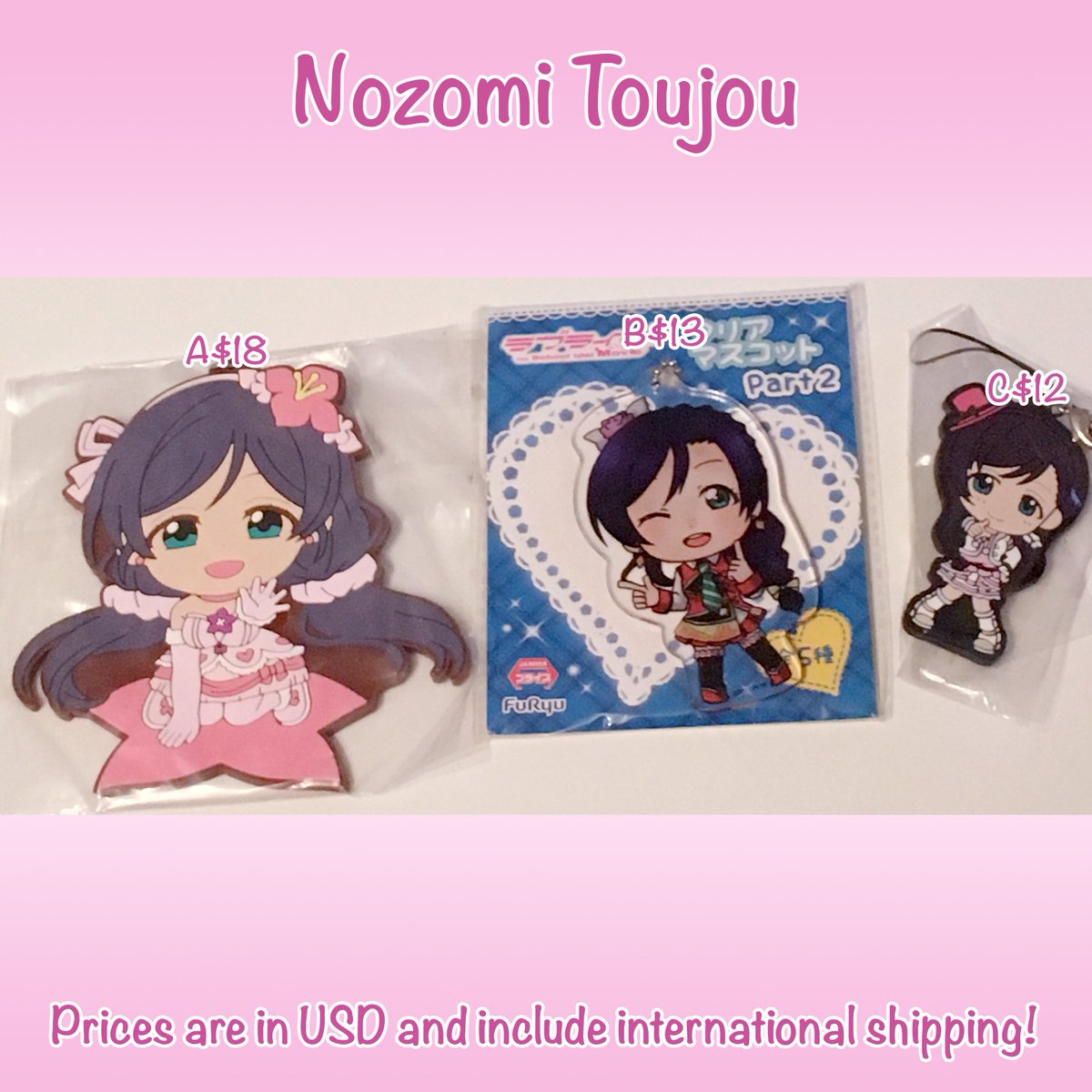 anipanpan's tweet photo. Current Love Live's Nozomi Toujou merch available! Let me know if there's anything you're interested in!
*Prices are in USD and already include worldwide shipping!* https://t.co/kQtDo9BrGW